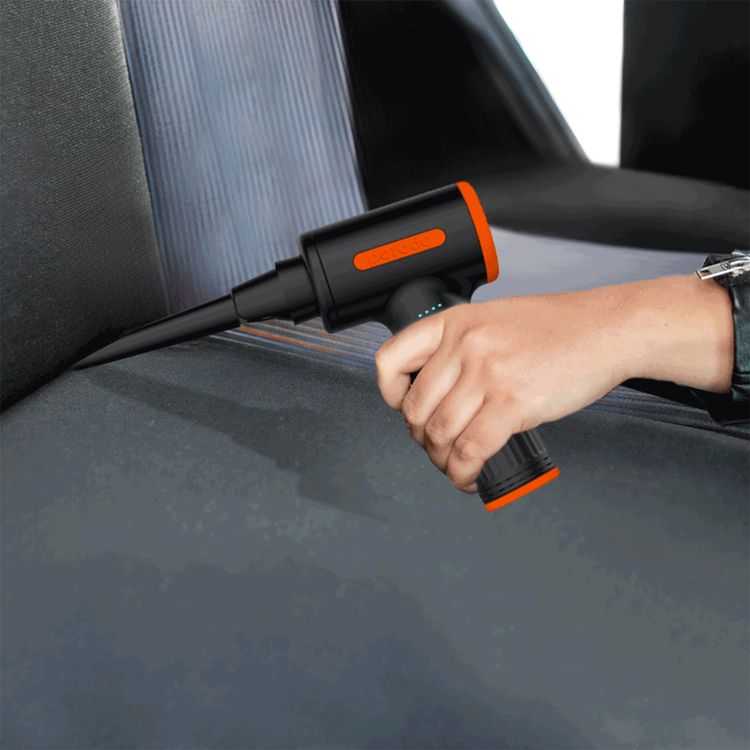 Porodo Handheld Air Duster with 6 Replaceable Nozzles, Up to 30 Minutes Working Time, Air Vacuum Function, 7500mAh Battery Capacity, 3 Speed Levels - Black