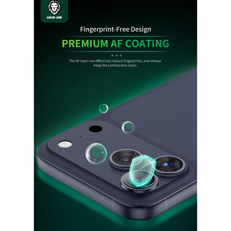 Green Lion HD Plus Camera Lens for iPhone 17 Pro / 17 Pro Max, HD Clarity, Anti-Scratch, Nano Absorpting, 9H Durable Glass, Water Resistant, Anti-Fingerprint, Anti-Glare Coating, Shatter Protection, Easy Installation -Blue Titanium