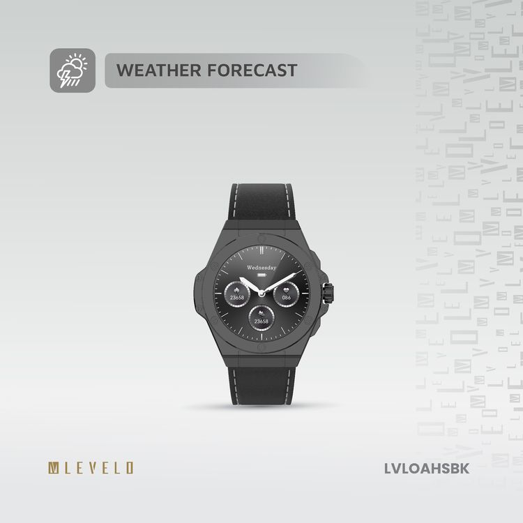 Levelo Oak Automatique Hybrid Smart Watch, Amoled Display, IP68 Water Resistant, Health Monitoring - Black 