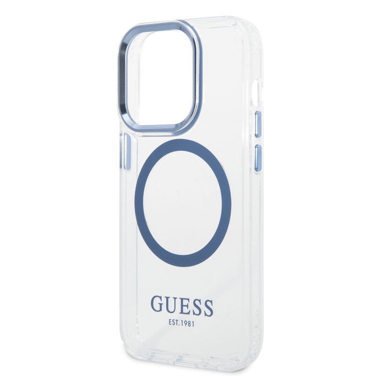 Guess Magsafe Compatibility Transparent Outline iPhone 14 Pro Max Compatibility - Blue