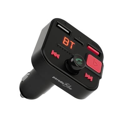 جهاز إرسال FM لاسلكي من Porodo Blue مع منفذين QC3.0 وType...