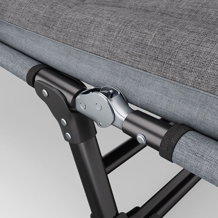 Green Lion Foldable Camping Bed, Up to 150kg Load Capacity, 6 Adjustable Backrest, Anti-Slip Feet, Comfortable Pillow, Easy Installation & Easy to Carry, Thickened Steel Frame - Gray Color