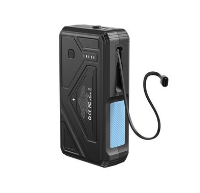 Powerology 27000mAh Solar Wireless Charging Power Bank with Simultaneous Charging, Multi-Mode Flashlight, 0% - 65% Charging in 35 Minutes, 70mm Cable Length - Black