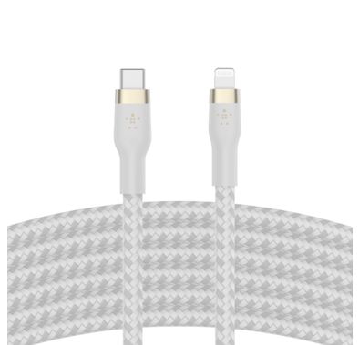 Belkin BOOST CHARGE™PRO Flex USB-C to Lightning Cable_Braided Silicone 10ft , 3M - White