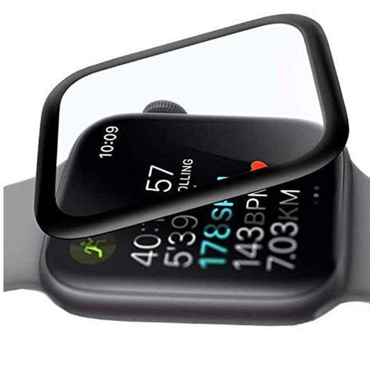 Porodo 3D Full Coverage Curved Tempered Glass Screen Protector for iWatch 44mm - Black