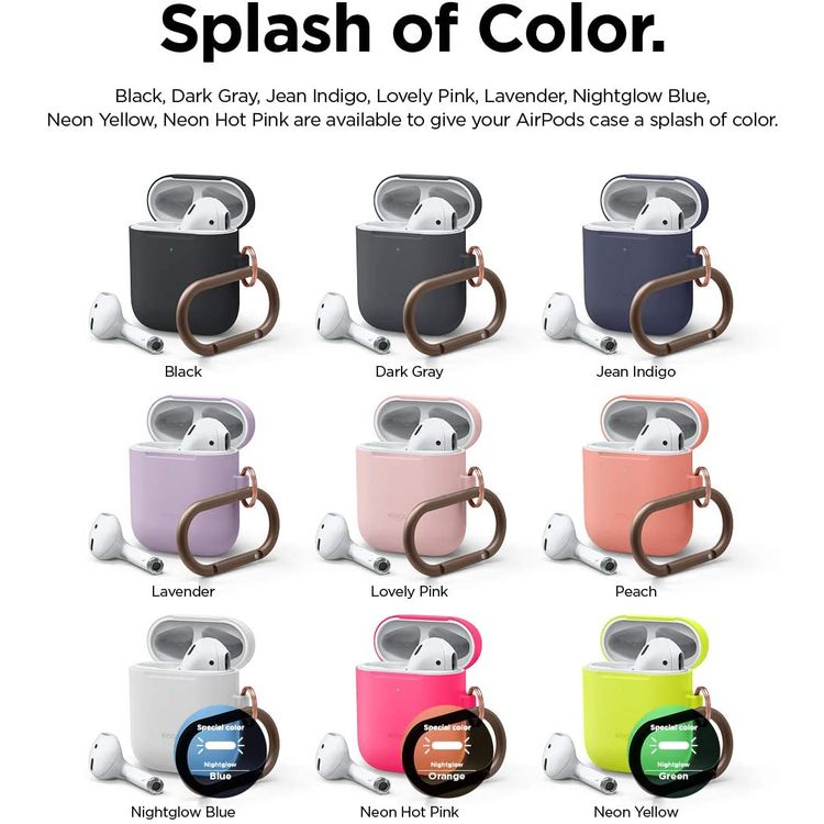 Elago Skinny Hang Case Cover Compatible for Apple AirPods 1&2 Generation, Upgraded Premium Silicone, Front LED Visible, Scratch Resistant, Drop Resistant, Protective Cover