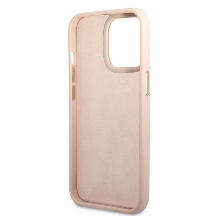 Guess PC/TPU 4G PU Case with Metal Camera Outline & Buttons iPhone 14 Pro Compatibility - Pink