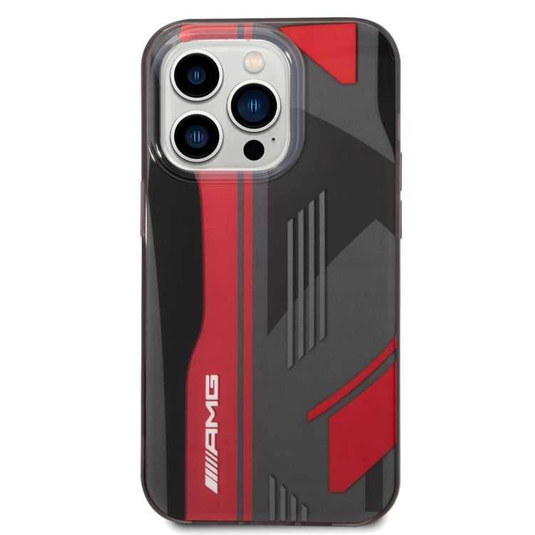 AMG Transparent Double Layer Case Expressive Graphic Design iPhone 14 Pro Max Compatibility - Black/Red