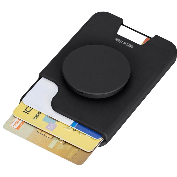 Green Lion W2-MagSafe Wallet with Card Holder, RFID Protection, Easy Access, Quick Attach & Detach, PopGrip Stand, Strong Magnets - Black