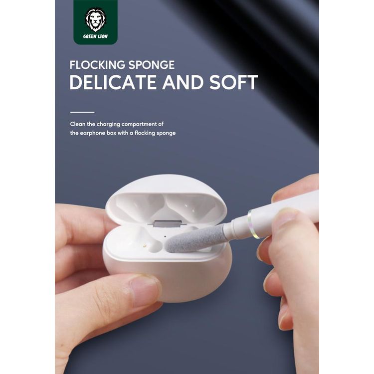 Green Lion Multi-purpose Cleaning Kit for AirPods with Split Type Double Head Design - White