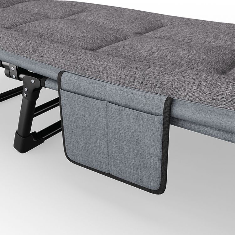 Green Lion Foldable Camping Bed, Up to 150kg Load Capacity, 6 Adjustable Backrest, Anti-Slip Feet, Comfortable Pillow, Easy Installation & Easy to Carry, Thickened Steel Frame - Gray Color