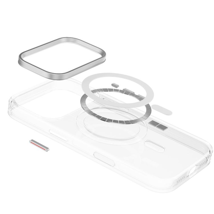 Levelo Allure MagSafe PC Hard Case for iPhone 17 Pro Max, Aluminum Alloy Frame for Camera & Buttons, Shock-Resistant Bumper, Ever-Clear Technology, Impact-Resistant - Transparent