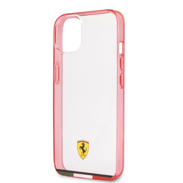 CG MOBILE Ferrari Italia Stripe Transparent Hard Case Print Logo Compatible for iPhone 13 (6.1") Scratches Resistant, Easy Access to All Ports
