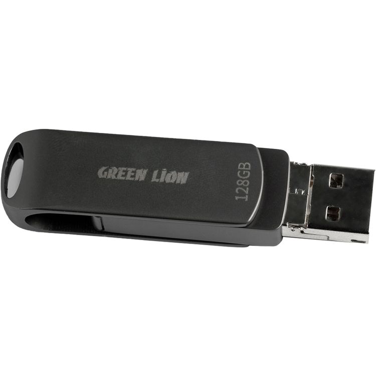 فلاشة Green Lion 4 في 1 بسعة تخزين 128 جيجابايت، مصنوعة من المعدن، Micro، Lightning، USB-C، واجهة USB-A، تدعم أنظمة Windows وMac وiPhone وAndroid - لون أسود