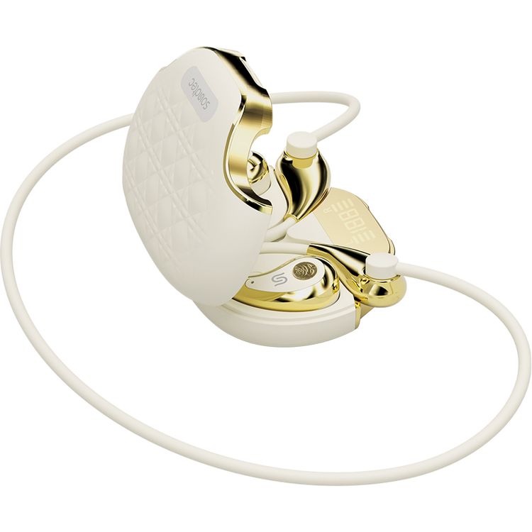 Porodo Soundtec Bella Open-Ear Wireless Earbuds with Clip-On Design, Up to 1 Hour Charging Time, 5.5 Hours Play Time, Bluetooth Version 5.4, 10m Transmission Range, Ergonomic Fit, Touch Control - White