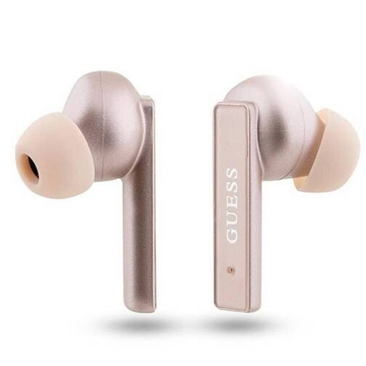 Guess Satined Finish True Wireless Earbuds with Touch Controls, Voice Assistant Support, Multiple Sizes of Silicone Ear Tips, Passive Noise Isolation, 6mm Driver Size, 300mAh Charging Case Battery - Pink