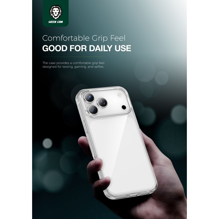 Green Lion Crystal Clear Case for iPhone 17 Pro, Crystal Clarity, Anti-Scratch, Anti-Yellowing, Precise Cutouts, Drop Protection, Anti-Microbial Protection - Clear