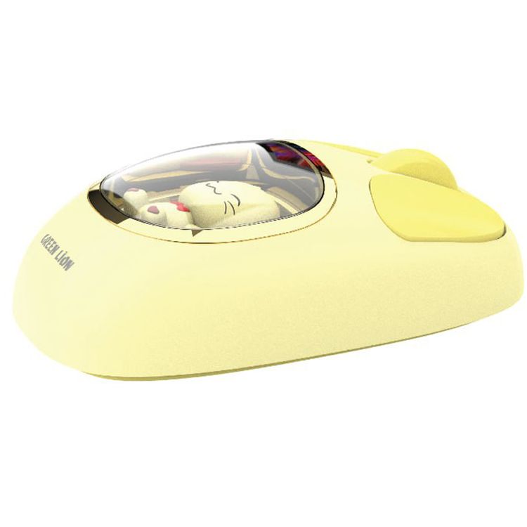 Green Lion Moosh Wireless Mouse with 7-Color Diffuse Lighting, Up to 3 Million Clicks, 3-Button Function, 400mAh Battery, 1200 DPI, Connects Up to 3 Devices, USB-C Charging Interface - Yellow