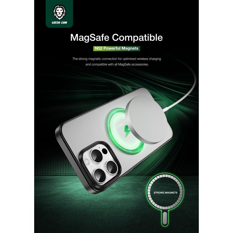 Green Lion Matte Pro Magsafe Case for iPhone 16 Pro, Nano UV Tech , Anti-Scratch Edge, Anti-Fingerprint, Ultra Slim - Black