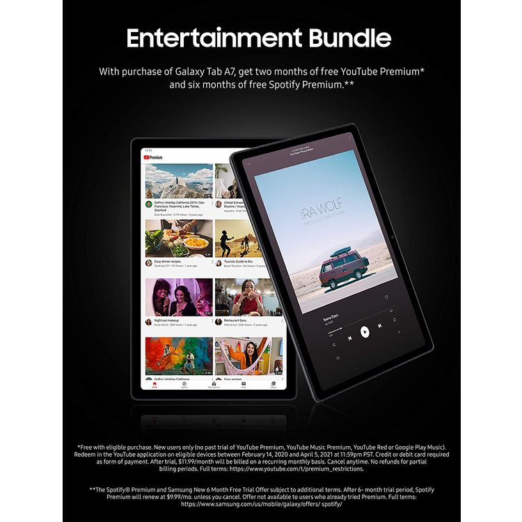 Samsung Galaxy Tab A7 T500 10.4" inch Display 3GB RAM / 32 GB ROM, 15W Fast charging, 7040 mAh Long-Lasting Battery, Snapdragon Chipset, Octa-Core Processor, Tablet with Face Recognition, Samsung Knox ( Wi-Fi + LTE ) - Silver