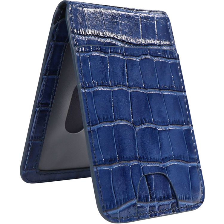 Green Lion Mag Wallet Holder with Genuine Leather Material, Phone Holder, Multiple Pockets, Powerful magnet, Strong & Slim Design - Blue