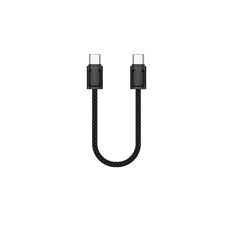 Porodo Chargeloop Keychain USB-C to USB-C Data Cable with 60W PD Output, 480Mbps Data Transfer Rate, 20cm Cable Length, Durable Zinc Alloy & Nylon Braided Material, High-Speed Charging, Compact Design - Black