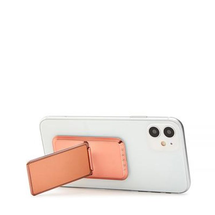 هاندل قبضة هاتف صلبة ، أزواج مع أي هاتف ذكي ، مسند متعدد الوظائف ، متوافق مع الشحن اللاسلكي ، قبضة الهاتف والحامل - وردي ذهبي