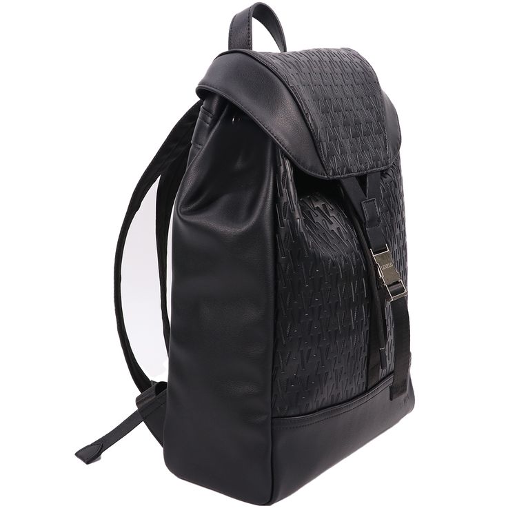 Levelo Envol Universal Fashion Backpack with Premium Leather Material, Scratch Resistant, Lightweight Design, Push Buckles, Drawstring Closure, Multiple Compartments - Black