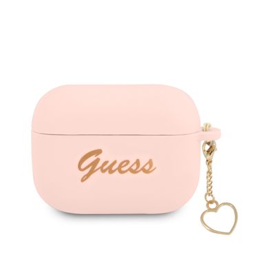 جيس GUAPLSCHSP حافظة سيليكون لأجهزة ابل إيربودز برو , و مجموعة ساحرة مع خاتم شكل قلب , مرخص بشكل رسمي - وردي