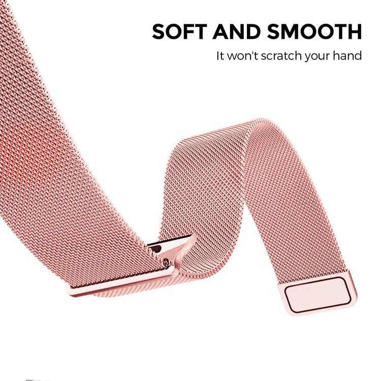 AhaStyle Magnetic Stainless Steel Milanese Mesh Loop Strap for Smartwatch - Lightweight Design - Replacement Wrist Band Strap Compatible for Apple Watch 42 / 44mm - Rose Powder