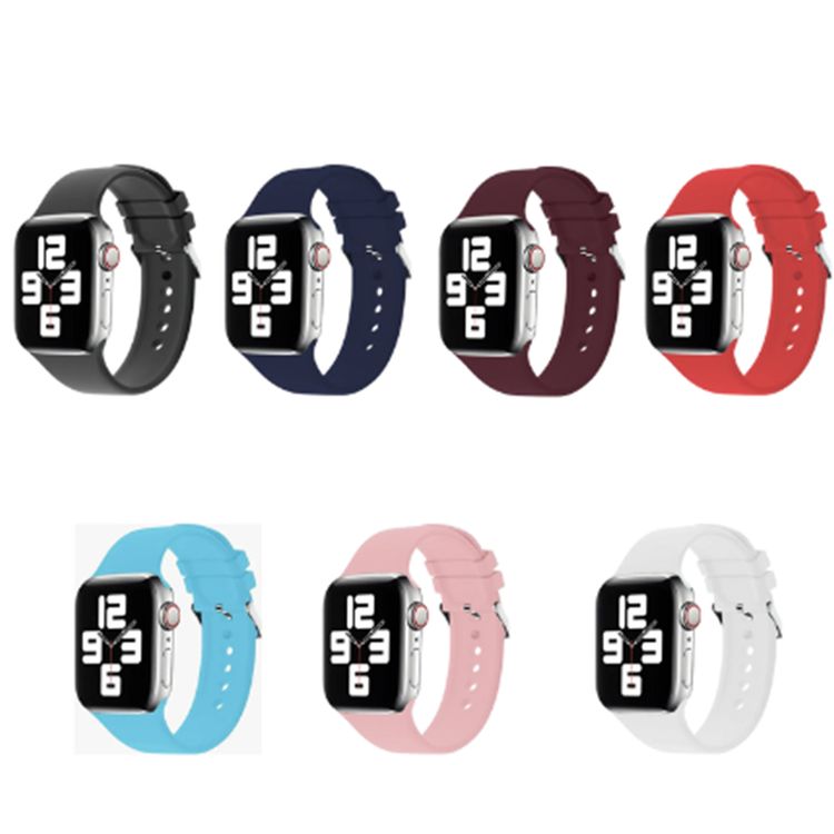 Green Lion Silicone Watch Strap with Buckle Lock for Apple Watch 44/45mm, Comfortable Wearing, Premium Material, Adjustable Strap - Wine Red