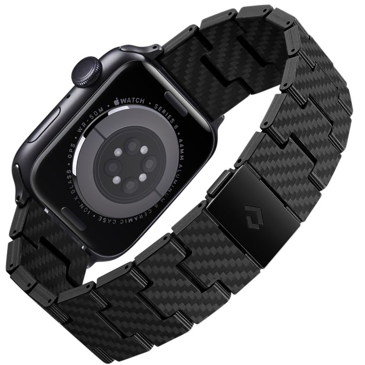 PITAKA Carbon Fiber Watch Band 100% Recycled Lightweight Durable Genuine Black Carbon Fiber for Apple Watch 42/44/45mm - Retro