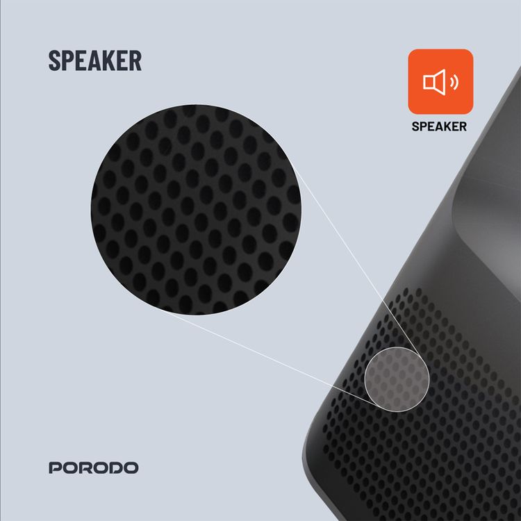 Porodo Full HD Portable Projector with 1920x1080 pixels Resolution, 3000 Lumens, 16:9, 4:3 Aspect Ratio, 45W Power, AC 100V-240V 50/60Hz, 3.5mm AUX, USB, HDMI Ports - Black