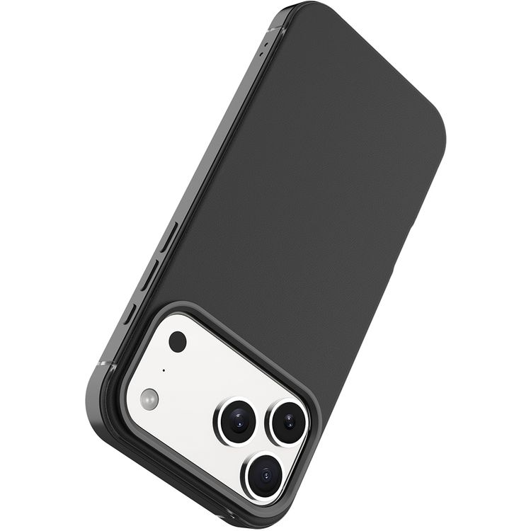 Levelo Mia MagSafe Hybrid Case for iPhone 17 Pro, N52 Strong Magnets, Matte Silicone Texture Material, Frosted Clear Design, 1.5m Drop Tested, Aluminum Alloy Frame for Camera & Edges, Non-Slip Texture, Comfortable Grip, Shock-Resistant Bumper - Phantom Black