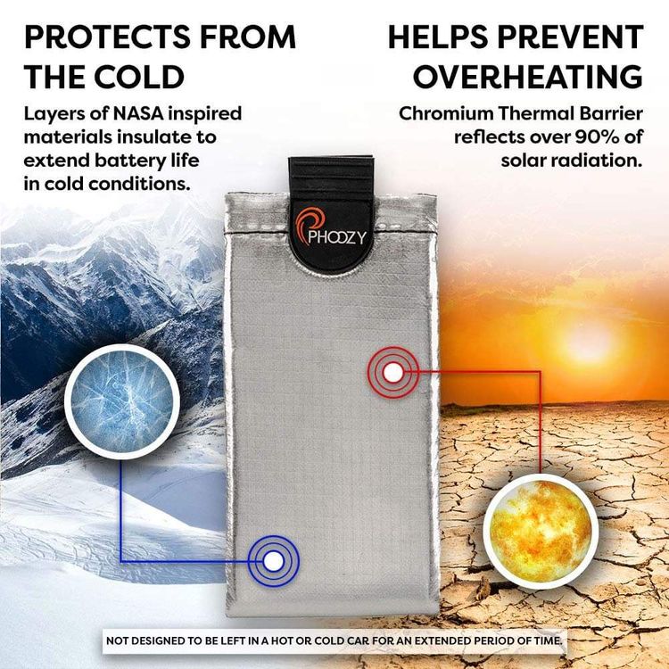 Phoozy XP3 Series Thermal Mobile Phone Case Capsule with Internal Stash Pocket, Insulated Ultra-Slim Weatherproof Pouch, Floating Case Bag, Multi Attachment Strap Silver-Large