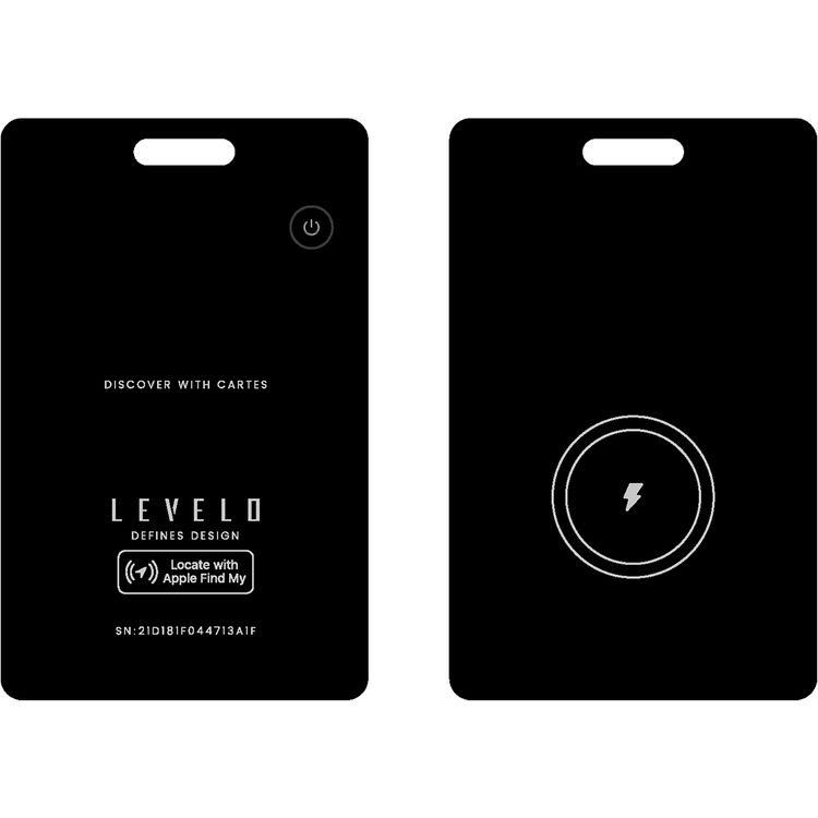 Levelo Cartes FindMy Card Tracker with Extended Range Locator, Check Recent Location, Lost Mode, Smart Sound Locator, Distance-Based Alert, Ultra Thin Design - Black