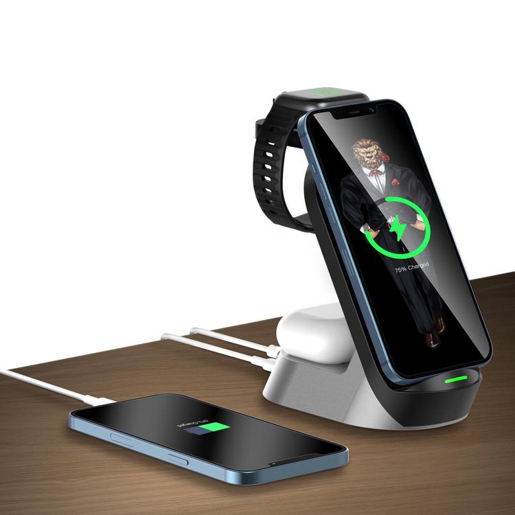 Green Lion 4 in 1 Fast Wireless Charger 15W - Black