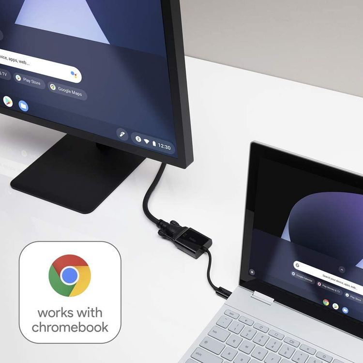 Belkin USB-C to VGA Adapter, USB-C Male and VGA Female, Compatible for USB-C Devices - Black