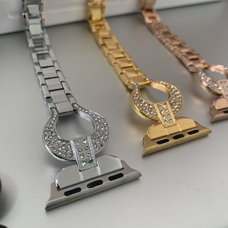 Devia Diamond Watch Band 38/40mm, Luxury and Classy Style Appearance, Hook-and-Loop Fastener, Soft Cushion, Refined Craftmanship, Comfortable Feel, Easy to Install - Silver