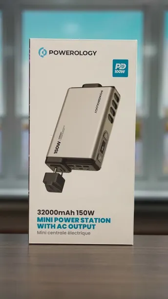 Buy Powerology 32000mAh Mini Power Station with 150W AC Output in UAE | PD 100W - Gray Color | (PPBCHA31)