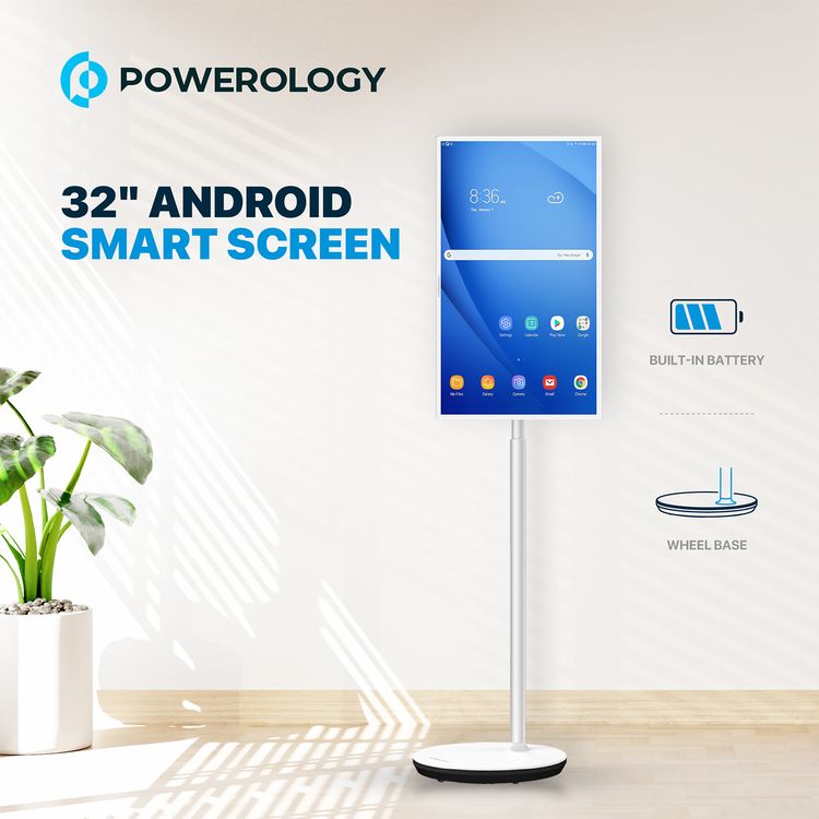 Powerology 32" Android Smart Screen, 1920x1080 Pixels, 65W, Android 10, 4GB Ram - White
