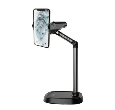 Porodo Multi-Angle Desktop Phone Stand with Flexible Viewing Angle, Secure Attachment, Up to 6.7" Devices Compatible - Black