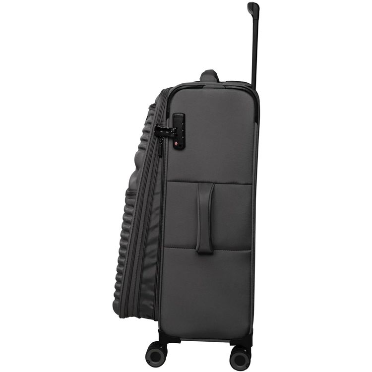 it luggage Precursor Unisex Lightweight Soft Case Trolley, Expandable Polyester Luggage with 8 Spinner Wheels, Telescopic Handle & TSA Lock - Medium / Charcoal