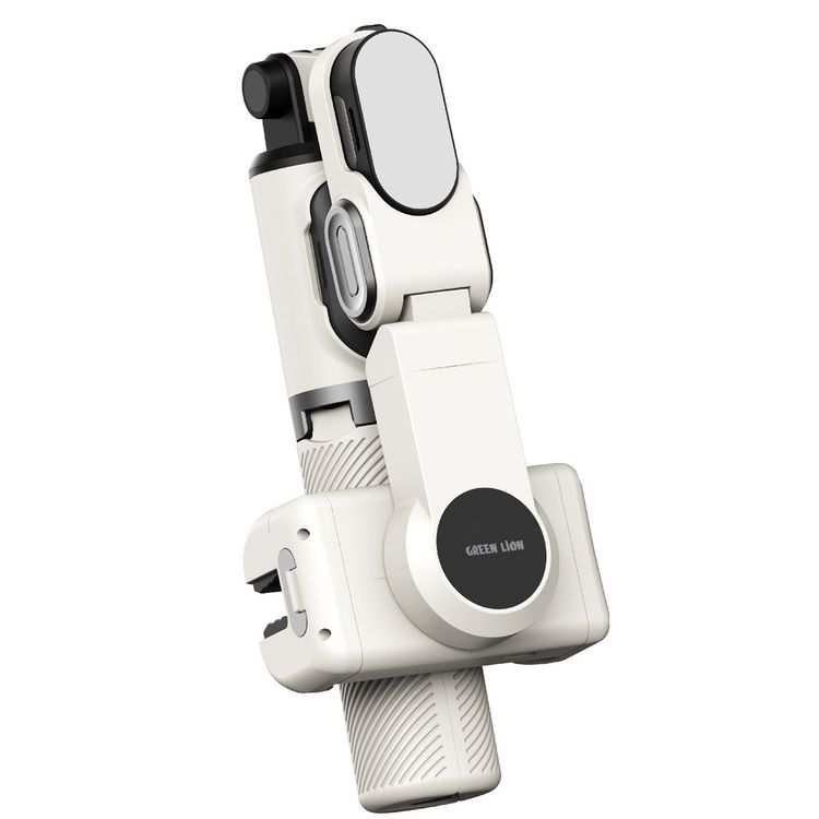 Green Lion Palermo Gimbal Tripod Stand with Remote Control, 3-Mode Shooting, Single Axis Stabilizer, Universal Phone Holder, 4-7 Hours Working Time, 60–84mm Phone Holder Size - White