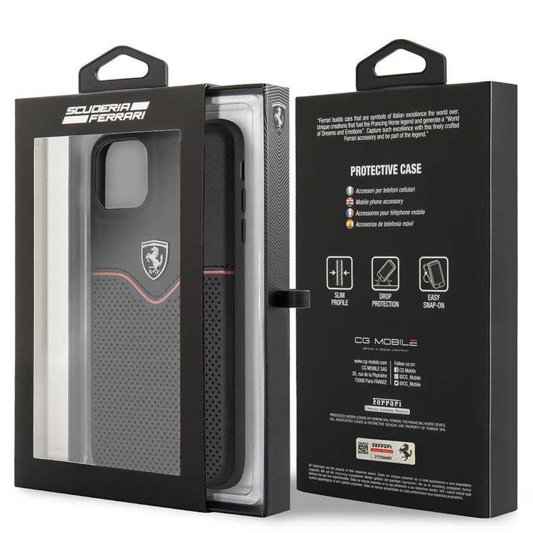 CG MOBILE Ferrari Leather Hard Phone Case Victory Compatible for iPhone 11 Pro Max (6.5") Shock Resistant Mobile Cover Officially Licensed - Black