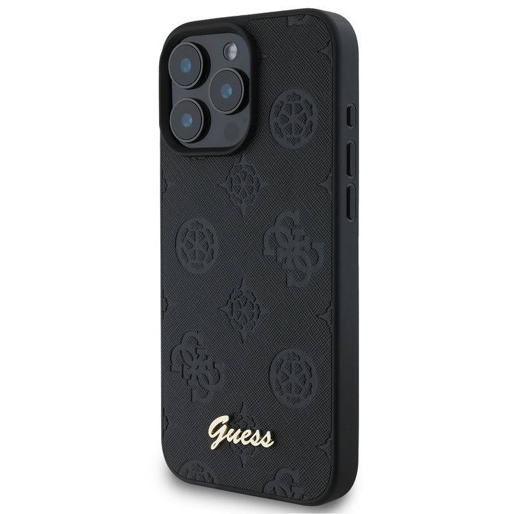 Guess Peony Hard Case for iPhone 16 Pro Max with Slim & Lightweight Design, Super Durable Materials, Comfortable Grip, Drop Protection - Black 
