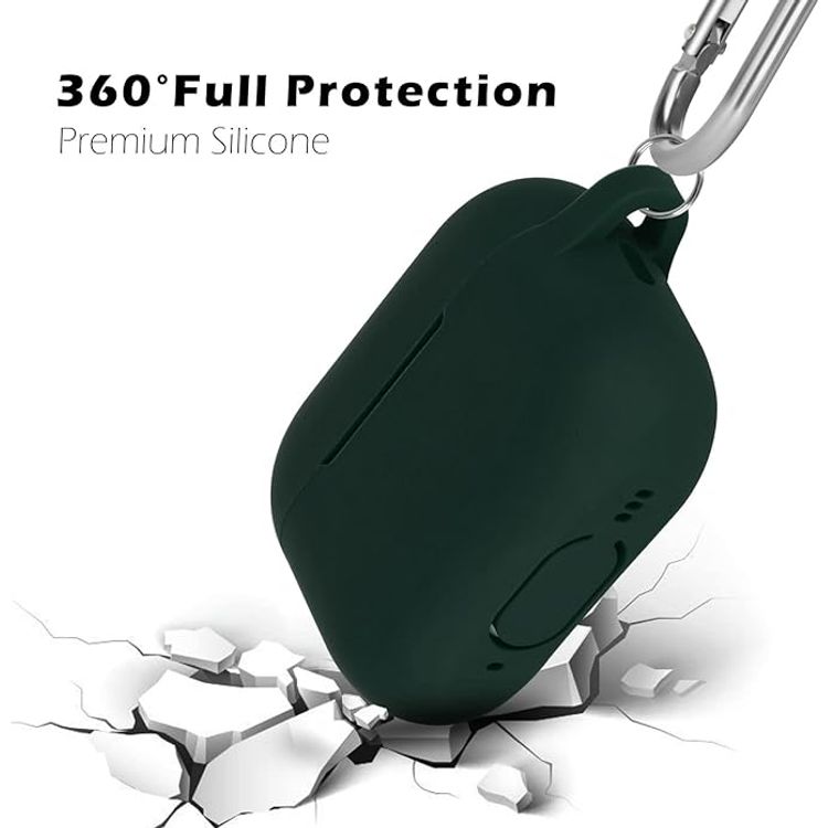 Ahastyle Premium Silicone Skin Case Compatible for AirPods Pro - Front LED Visible Wireless Charging - Dustproof - Shock Absorption - Impact Drop Protection Cover - Midnight Green