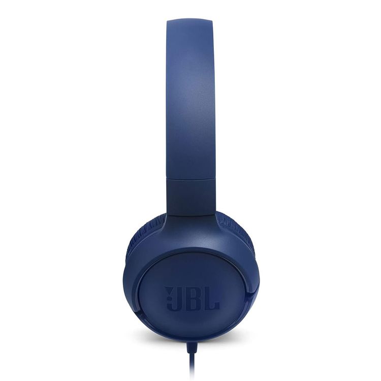 JBL TUNE 500 Wired On-Ear Headphones with Built-in Microphone, Pure Bass Sound, Lightweight and Foldable Design, 1-Button Remote/Mic - Blue