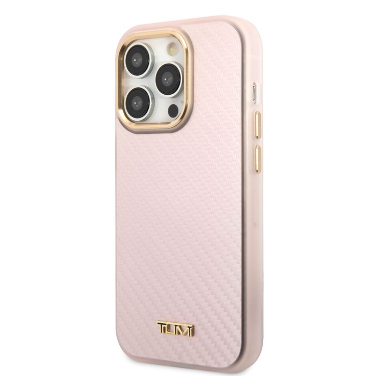 Tumi HC Aluminium Carbon Pattern Case For iPhone 14 Pro Max - Pink
