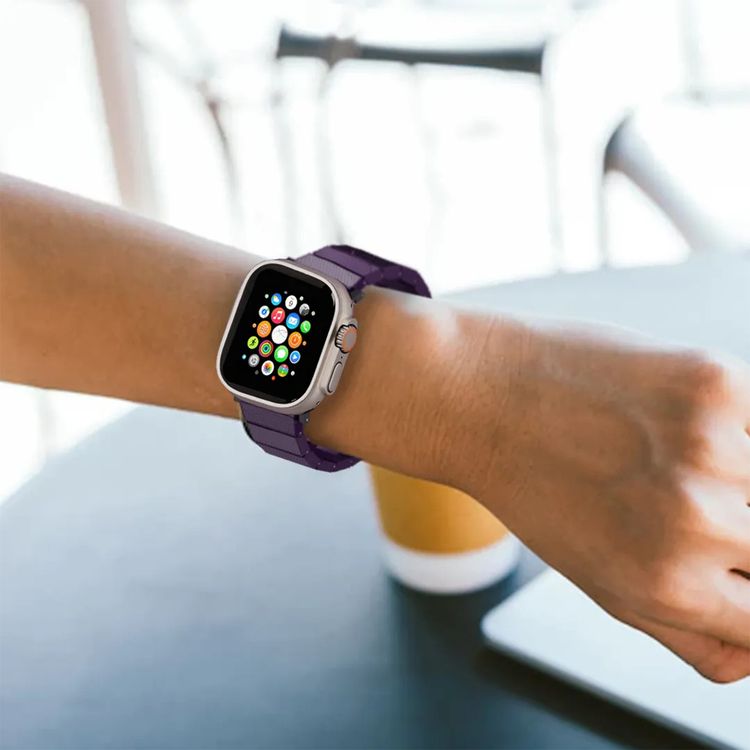 Levelo Fusion Resin Strap for Apple Watch 49/46 mm, Adjustment Tool, Hypoallergenic Material, Stainless Steel, Lightweight, Highly Durable, Anti-Oxidation Technology - Purple
